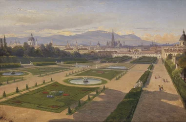 View from the Garden of the Belvedere towards Vienna, the Kahlen and the Leopoldsberg